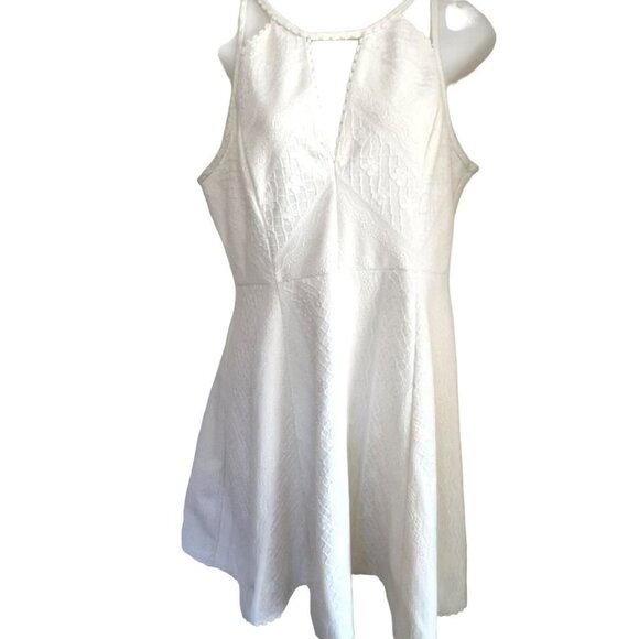 FREE PEOPLE SIZE 10 IVORY WHITE LACE FIT & FLARE SKATER DRESS - Picture 2 of 16